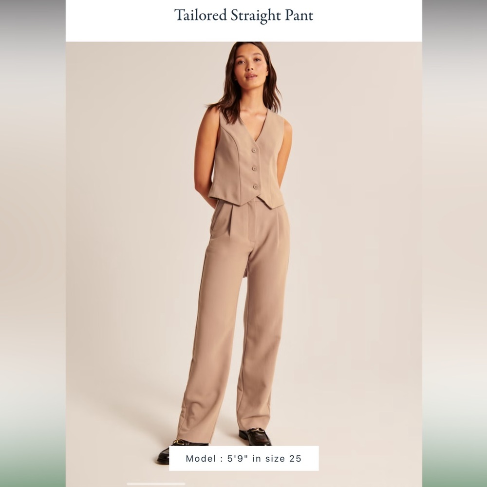 Abercrombie & Fitch Tailored Straight Pant in Tan